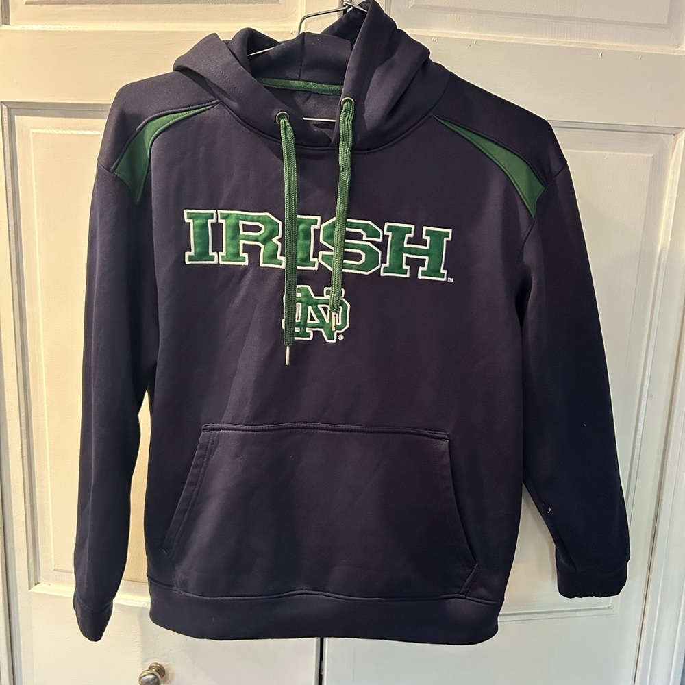 Navy and Green Men's Hoodie